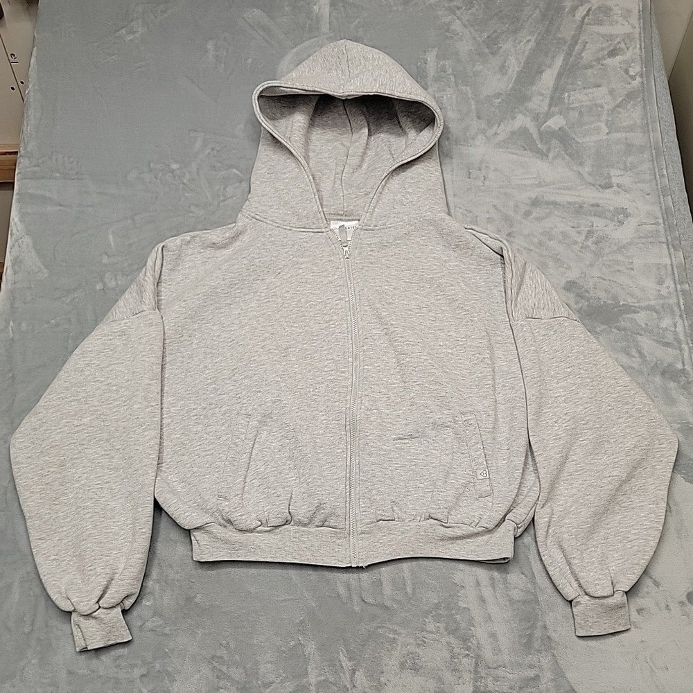 Blogilates Hoodie Womens 1X Gray Full Zip Cropped Activewear Athleisure